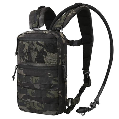 PETAC GEAR Tactical Molle Hydration Pack for 1.5L - Lightweight Water Reservoir Bag for Molle Vest Backpack, for Hiking, Hunting - style: MCBK without bladder