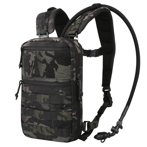 PETAC GEAR Tactical Molle Hydration Pack for 1.5L - Lightweight Water Reservoir Bag for Molle Vest Backpack, for Hiking, Hunting - style: MCBK without bladder