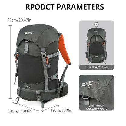 35L Hiking Backpack for Women men,Waterproof Camping Outdoor Backpacking Backpack for Travel lightweight Hiking Trekking Daypack - color: Gray