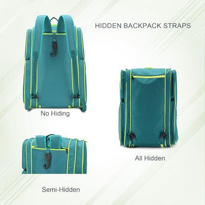 TILDOSAC Pickleball Bag - Large Paddle Bag for 4 Paddles & Accessories - Fence Hook, Extra Pockets, Shoe Compartment - color: Green