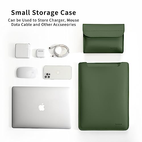 Laptop Sleeve Bag Compatible with MacBook 12 A1534/Air 11 13 M1 A2337/Pro 13 A2338, 11.6-12.3 Acer Chromebook/HP Stream/ASUS/Surface Pro 8/7/6/X/5/4/3, PU Bag with Small Case, Green - color: Green, size: 12-13.3 inch