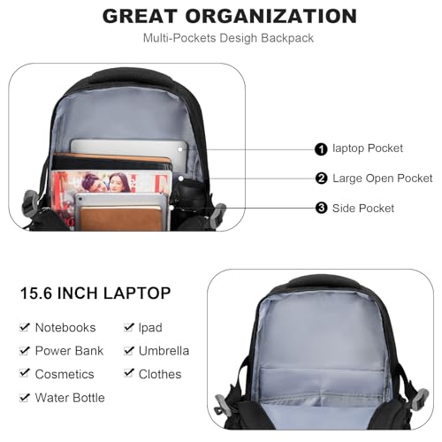 GAEKEAO Travel Backpack for Women Men,15.6 Inch Laptop Backpack Lightweight Casual Daypack Cute Bookbags for Work College Black - color: A02 Black