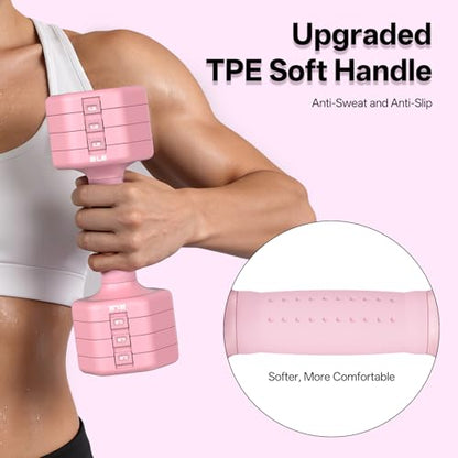 JOROTO 4-in-1 Adjustable Dumbbell Set of 2, 16LBS/22LBS Hand Weights for Women, Men, Upgraded TPE Soft Handle, 1s-Adjust Dual-Stable Dumbbell Set for Women Home Gym Exercise Training - color: D-Pink-16 LBS Pair