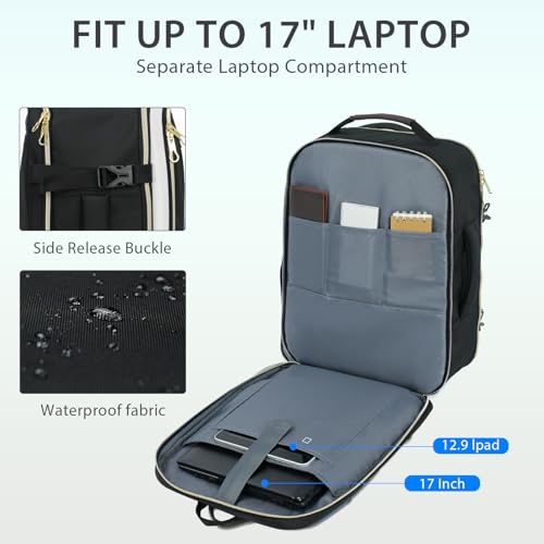 KROSER Laptop Backpack Large Computer Backpack Fits up to 17 Inch Laptop Water-Repellent 40L Travel Backpack Casual Daypack for Business/College/Women/Men-Beige/Black/Army Green - color: Beige/Black/Army Green