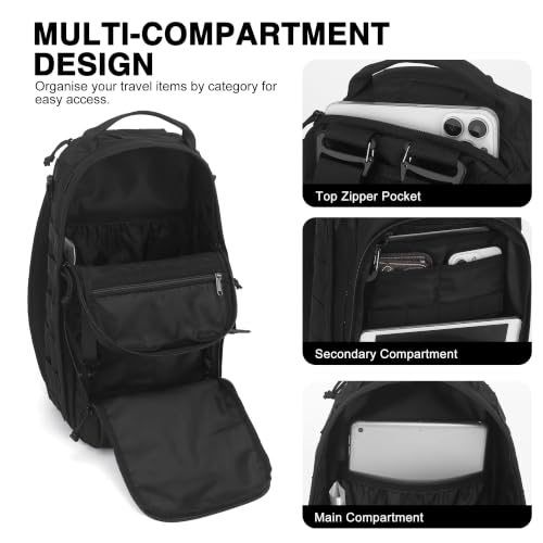 Mardingtop Small Tactical Backpack,Molle Military Rucksack Daypack for Hiking Traveling,15L Sling bag，Crossbody Bag for men - color: Black-15l