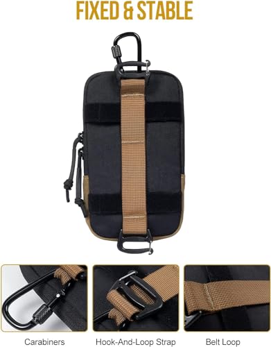 ONETIGRIS Cell Phone Pouch, Molle Holster Holder for Men Belt, for iPhone 17 Pro Max/Air/17/16/15/14 /13/12/11/X/XR/XS/8 Plus/7/6, for Galaxy S25 Ultra/s25/S24 /S23/S22/S21 - color: Black