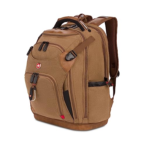SwissGear Tool Bag Backpack, Fits Up to 17-Inch Laptop, Work Pack PRO, Brown Canvas - color: Brown Canvas, size: Large
