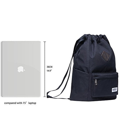 KAUKKO Drawstring Sports Backpack Gym Yoga Bag Shoulder Rucksack for Men and Women - color: Black2031
