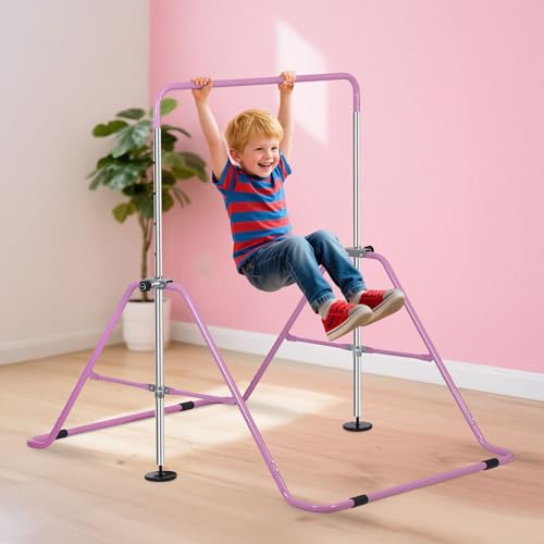 Nouva Expandable Gymnastics Bar for Kids - 5 Adjustable Heights Gymnastic Horizontal Bars Equipment Junior Training Bar Steady Steel Construction for Home, Gym Center