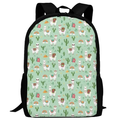 Ergonomic Padded Backpack Cute Llamas Mint Green, Anti Theft Spacious Travel Daypack Sturdy Polyester Bag for Commute Gym Outdoor Leisure Use - color: Design (1025)