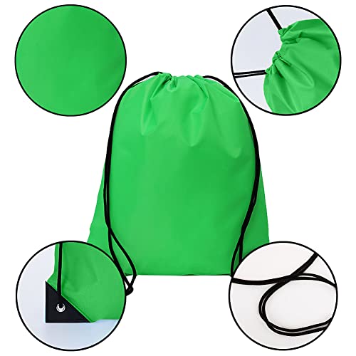 Bulk Drawstring Bags, Polyester Draw String Bags, Gym Sports Cinch Bag Drawstring Backpack for Women Men - color: Green
