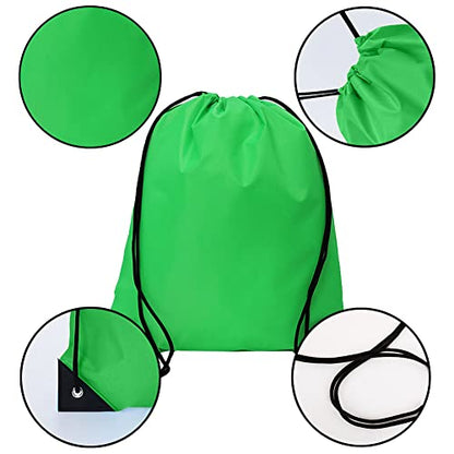 Bulk Drawstring Bags, Polyester Draw String Bags, Gym Sports Cinch Bag Drawstring Backpack for Women Men - color: Green