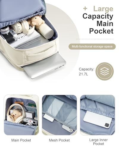 Beige Large Travel Backpack For Women Laptop Backpack Carry On Backpack For Airplanes College Backpacks For Women Men Waterproof Gym Work Backpack For Travel