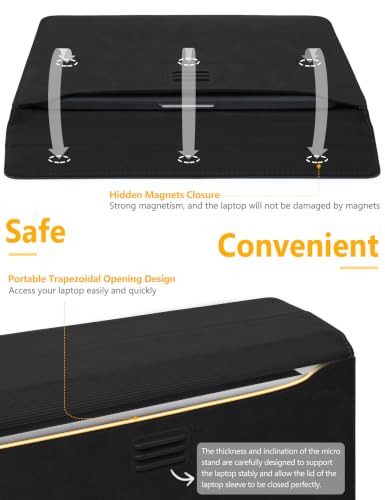 HYZUO 13 Inch Laptop Sleeve Case Bag with Adjustable Stand for MacBook Air 13 M5 A3449 M4 M3 M2 M1 2026-2018, 13" MacBook Neo 2026, MacBook Pro 13 M2 M1 2026-2016, Surface Pro, XPS 13, Black - color: Black, size: 13 Inch