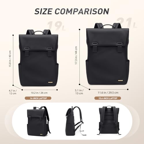 Women Laptop Backpack Computer Backpacks Carry On Waterproof backpack Fits 14Inch Notebook Travel Commute College (Black) - color: Elegant Black, size: 14 Inch