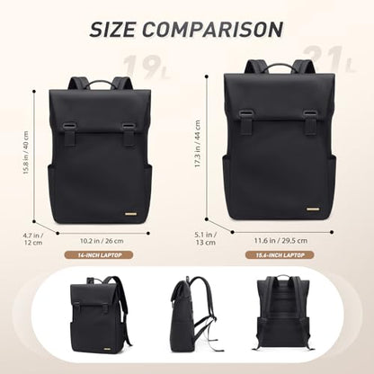 Women Laptop Backpack Computer Backpacks Carry On Waterproof backpack Fits 14Inch Notebook Travel Commute College (Black) - color: Elegant Black, size: 14 Inch