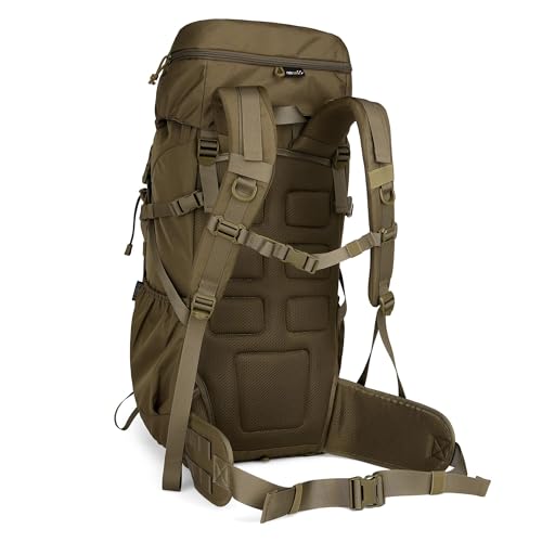 Mardingtop 50L Hiking Backpack,Backpacking Backpack with Rain Cover for Hiking,Backpacking,Rucking,Camping,Survival - color: Khaki