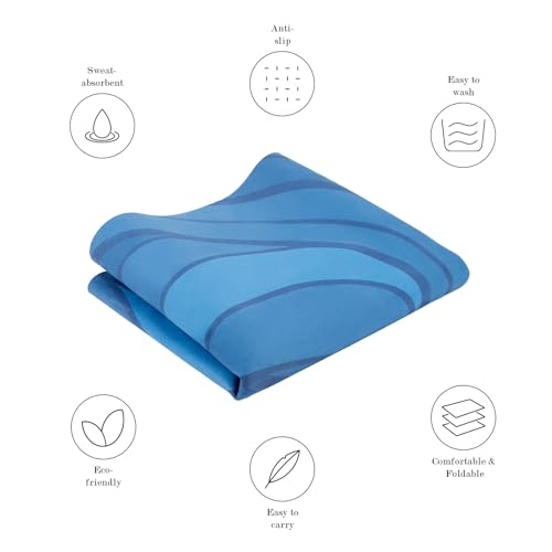 Foldable Yoga Mat, Non-slip Suede Fitness Mat With Carry Bag for Hot Yoga, Exercise, Pilates, 1.5mm Thick Lightweight Exercise Yoga Mat for Women - color: Blue