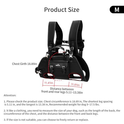 Wakytu Dog Backpack Carrier for Dogs,Dog Lift Harness,Adjustable Padded Breathable Straps for Dogs, Disabled, Joint Injuries, Arthritis,M - size: M（9-17.5bs）
