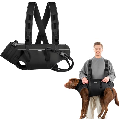 OneTigris Dog Backpack Carrie, Lift Harness with Handle for Large Dogs, Reinforced Padded Dog Sling for Joint Injuries, Arthritis, Ideal for Stairs, Elderly Dogs Fits 85-140 lbs - size: XL: Chest 31-40", Back 12.5", Fits 85-140 lbs