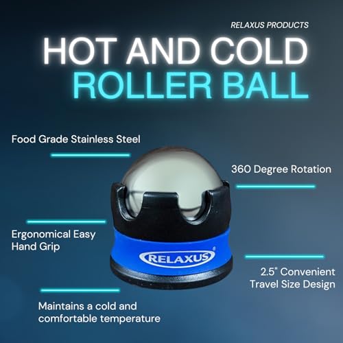 Harmony ICE - HOT ROLLER Massage Roller Ball - Insulating Gel Maintains Cold or HEAT Temperature - Food Grade Stainless Steel, Deep Targeted Massage Relieves Stress, Muscle Aches & Pains (COLORS VARY)