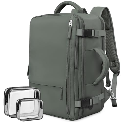Rinlist Travel Backpack For Women Men Flight Approved, Carry-on Backpack Bag Luggage, Personal Item Backpack Bag, Laptop Backpack Casual Daypack, Travel Essentials Must Haves, Olive-green
