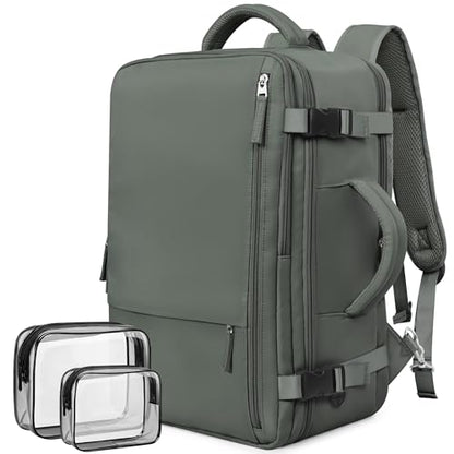 Rinlist Travel Backpack For Women Men Flight Approved, Carry-on Backpack Bag Luggage, Personal Item Backpack Bag, Laptop Backpack Casual Daypack, Travel Essentials Must Haves, Olive-green
