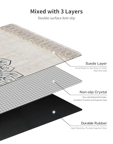 nuveti Printed Travel Yoga Mat-1/16 Inch Thick Non Slip Fitness Workout Mat with Carrying Bag, Foldable Lightweight Suede & Natural Rubber Yoga Mat for Yoga Pilates and Fitness 72" L x 24" W x 1.5mm - color: QiuQianSuo