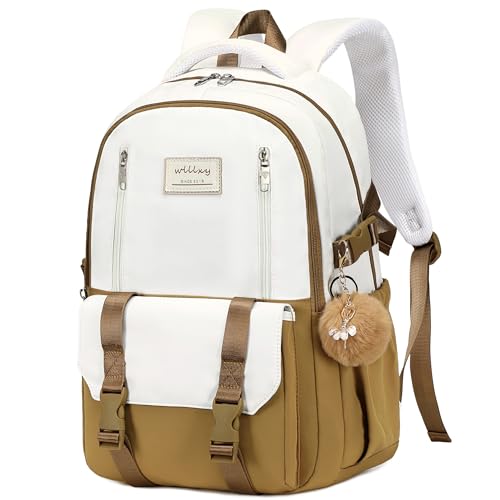 Caoroky knight Travel Laptop Backpack for Women Girls Elementary High School Bag College Backpacks Waterproof Daypack Large Bookbags Purse for Teens Students Computer Bags 15.6 Inch-Brown - color: Brown