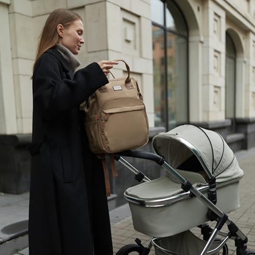 Diaper Bag Backpack, Multifunction Diaper Bag with Changing Station, Stylish Baby Bags, Large Unisex Diaper Backpack for Mom and Dad, Baby Registry Search, Portable Changing Pad – Coffee Brown - color: Coffee Brown
