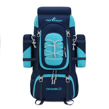 Bseash 70L (65+5) Waterproof Hiking Camping Backpack with Rain Cover, Outdoor Sport Travel Daypack for Climbing Touring (Navy Blue) - color: Navy Blue