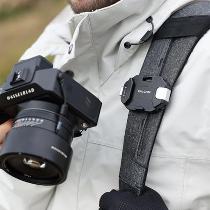 FALCAM F38 Backpack Camera Clip V2 with Plate, Arca-Swiss Quick Release, 30kg/66lb Heavy Load, Dyneema Safety Strap, Belt & Strap Mount for DSLR Action Mirrorless – Black - size: Clip with Plate