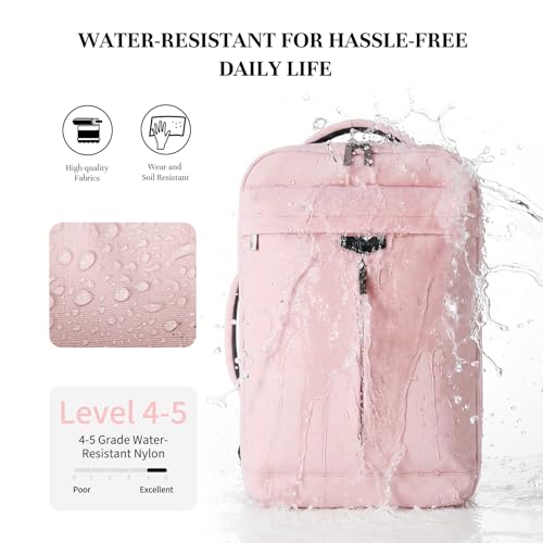 Timeet Travel Backpack for Women Men, 32L 4 In 1 Carry on Luggage Backpack, TSA Friendly Flight Approved 17 Inch Laptop Backpack, Waterproof Travel Bag for Work School Camping Hiking, Dusty Pink - color: Dusty Pink