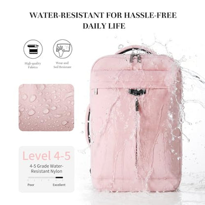 Timeet Travel Backpack for Women Men, 32L 4 In 1 Carry on Luggage Backpack, TSA Friendly Flight Approved 17 Inch Laptop Backpack, Waterproof Travel Bag for Work School Camping Hiking, Dusty Pink - color: Dusty Pink