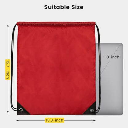 Vorspack 100 Pcs Drawstring Bags Bulk - Lightweight Drawstring Backpack, Cinch Bag for Party Sport Gym Trip Gift - Red - color: Red