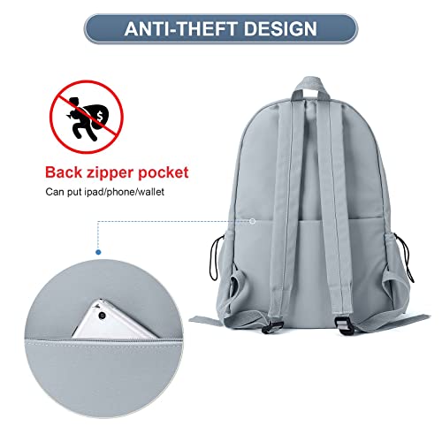 Blue School Backpack for Girls Water Resistant High School Book Bag Simple Backpack for Teens Boys Girls, Lightweight Middle School Back Pack Daypack - color: Grey Blue