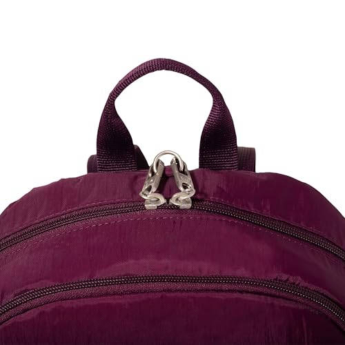 Securtex Anti-Theft Getaway Backpack - 9.4"x13"x5" Travel Safe Bag w/Locking Zippers, Slash-Resistant, RFID - color: Mulberry