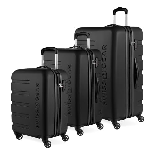 SwissGear 7366 Signature Hardside Expandable Luggage with Spinner Wheels, TSA Lock, Cup-Holder, Black, 3-Piece Set (19/23/27) - color: Black, size: 3-Piece Set (19/23/27)