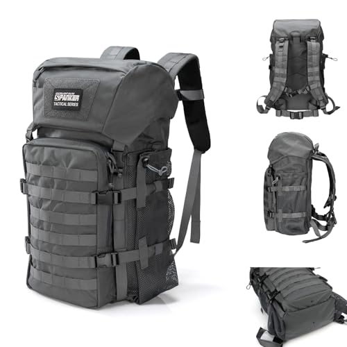EXCELLENT ELITE SPANKER 40L Camping Hiking Backpack for Men and Women Tactical Military Backpack Large Rucksack Assault Pack Bag for Outdoor Camping, Hiking,Travel Backpacking(Grey - color: Grey