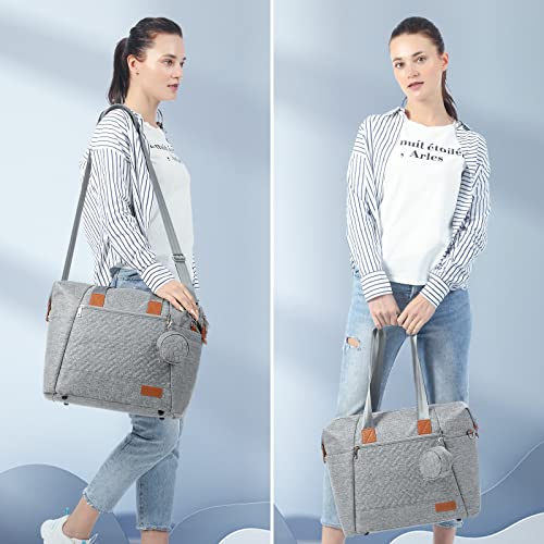 LOVEVOOK Diaper Bag Tote, Baby Diaper Bag Waterproof Travel Diaper Tote with Changing Pad - color: Light Grey