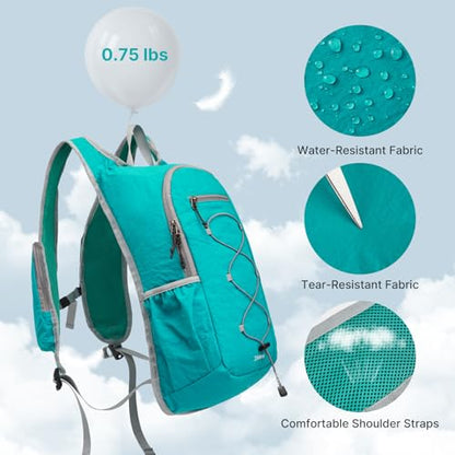 G4Free 20L Hiking Backpack Lightweight Daypack with Phone Pocket Small Packable Foldable Hiking Bag for Women Men, Peacock Blue - color: Peacock Blue