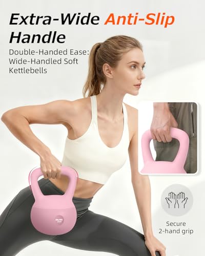 Soft Kettlebell, Safe Strength Training Kettle bell, Cushioned Impact-Resistant Base and Anti-Slip Grip Weight, Kettlebells Set for Home Workouts and Men/Women/Beginners,With Non-slip Gloves - color: Pink