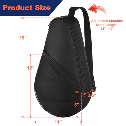 Cosmos Padel Racket Bag Pickleball Paddle Sling Backpack Padel Racquet Storage Bag, Padel (Paddel Tennis) Equipment Carrying Bag with Mesh Pocket for 2 Paddles Ball Water Bottle & Accessory - color: Black