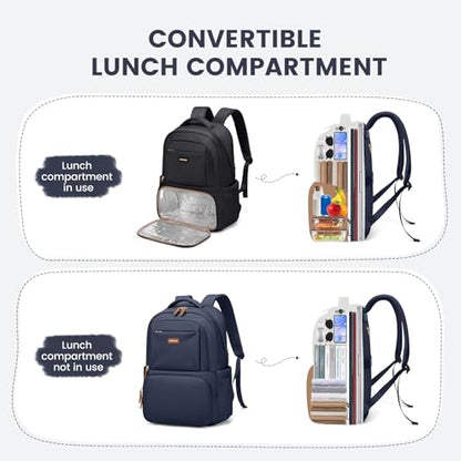 GOLF SUPAGS Lunch Backpack 16 Inch Laptop Backpack with Insulated Cooler Lunch Box Food Bag for College Work Camping Picnics (Navy Blue) - color: Navy Blue