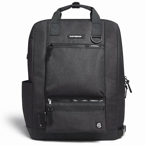 Cleverpup Porter 2-in-1 Dog Gear Backpack – Premium Dog Travel Bag with 10 Pockets, Zip-Off Treat Pouch, Leash Clip, Waterproof Pockets & Water Bottle Holder – Weekend, Hiking, Camping, Graphite - color: Graphite
