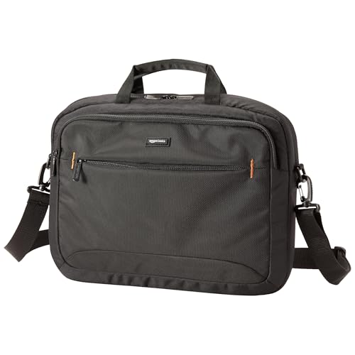Amazon Basics 15.6 in Laptop Bag with Shoulder Strap and Handle, Large Capacity, Spacious Compartments, Black - size: 15.6 Inch, style: 1-pack