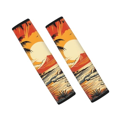 Forchrinse Hawaiian Palm Orange Sunset Car Seatbelt Cover 1 Pair Car Seat Belt Shoulder Pads Strap Cover Cushions for Adults Kids - color: Hawaiian Palm Orange Sunset