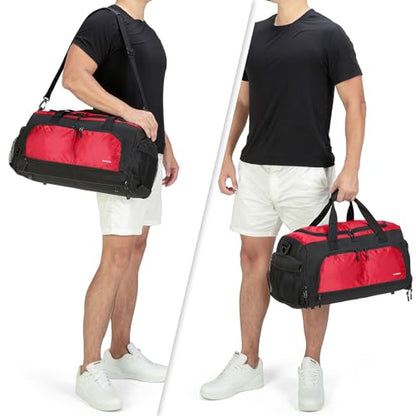 Boarding Blue Gym Travel Bag for Women & Men-20 Inches Lightweight Duffel Bag with Wet Pocket Shoe Compartment Including Water Resistant Pouch (Maroon) - color: Maroon