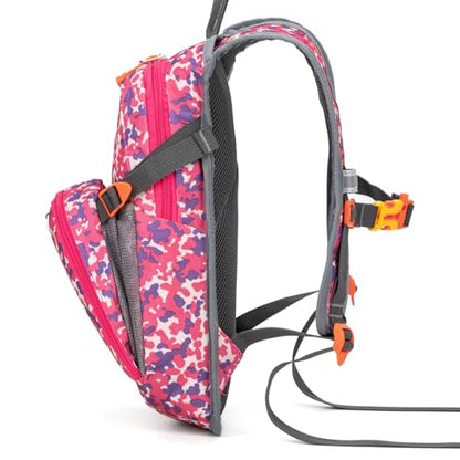 Kids Hydration Backpack, Water Hiking Backpack for Boys or Girls with 1.5L Reservoir Bladder - color: Rose Print