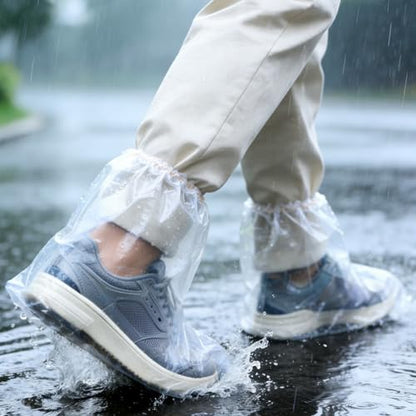 20 PCS (10 Pairs) Waterproof Shoe Covers for Rain, Plastic Shoe Covers Disposable, Rain Shoe Covers for Men Women, Outdoor and Indoor